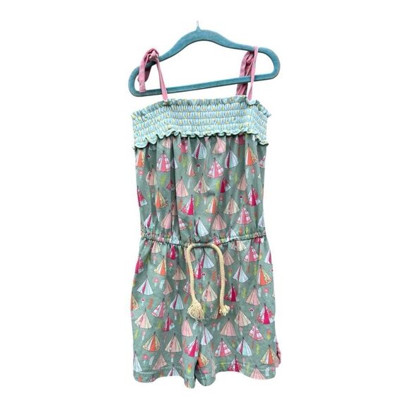 Matilda Jane Campfire Stories Romper Girls Happy And Free Tents Size 8 - Picture 1 of 6